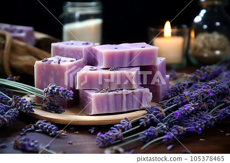 Organic soap with lavender handmade at home 105378465
