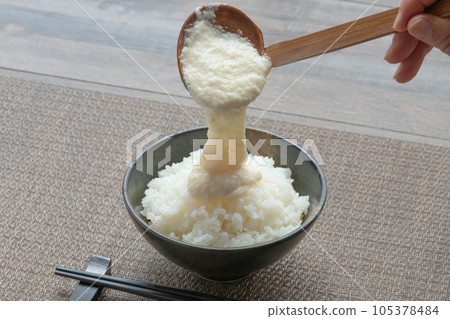 Japanese yam ladle scooped with a spoon Japanese yam ladle scooped with a spoon 105378484
