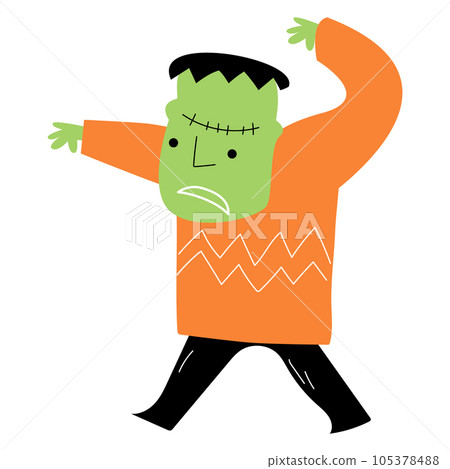Frankenstein . Halloween cartoon characters . Vector . 105378488