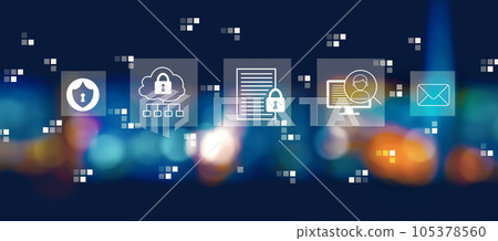 Data protection concept with blurred city at night Data protection concept with blurred city at night 105378560