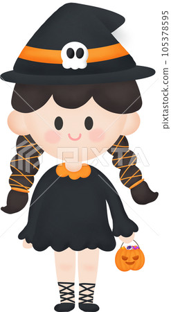 Kid with Halloween Witch Costume Kid with Halloween Witch Costume 105378595