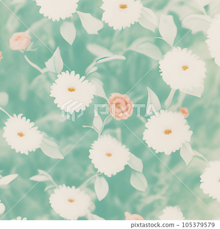 Background material of cute flowers and leaves 105379579