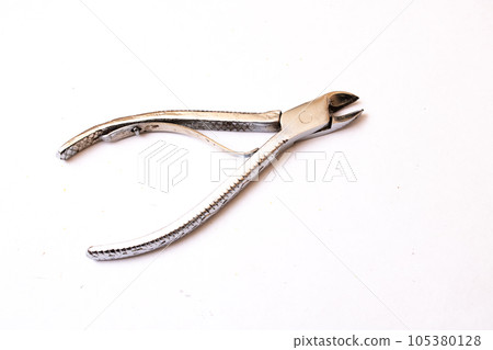 Black pliers isolated on white background closeup 105380128