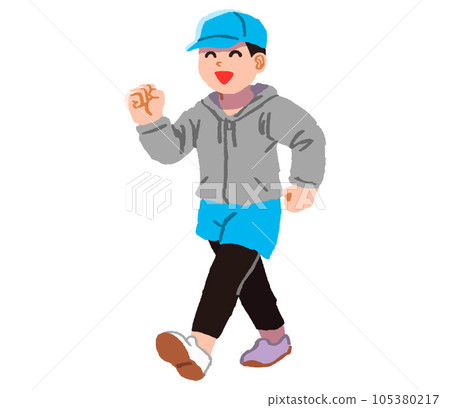 smiling man walking smiling man walking 105380217