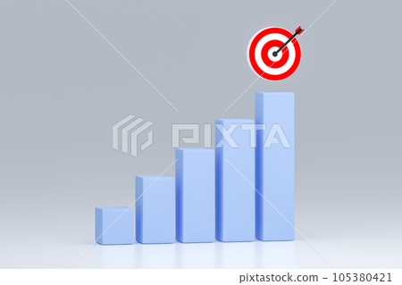 Growth chart and goal achievement. business infographics illustrate growth of economic indicators and achievement of goal. business plan execution. Focus on goal and achieve successful. 3d rendering Growth chart and goal achievement. business infographics illustrate growth of economic indicators and achievement of goal. business plan execution. Focus on goal and achieve successful. 3d rendering 105380421