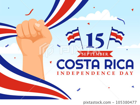 Happy Independence Day of Costa Rica Vector Illustration on September 15 with Waving Flag Background and Confetti in Hand Drawn Templates Happy Independence Day of Costa Rica Vector Illustration on September 15 with Waving Flag Background and Confetti in Hand Drawn Templates 105380477