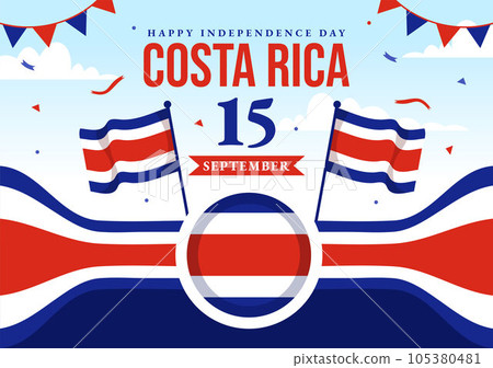 Happy Independence Day of Costa Rica Vector Illustration on September 15 with Waving Flag Background and Confetti in Hand Drawn Templates Happy Independence Day of Costa Rica Vector Illustration on September 15 with Waving Flag Background and Confetti in Hand Drawn Templates 105380481