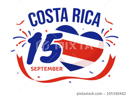 Happy Independence Day of Costa Rica Vector Illustration on September 15 with Waving Flag Background and Confetti in Hand Drawn Templates 105380482