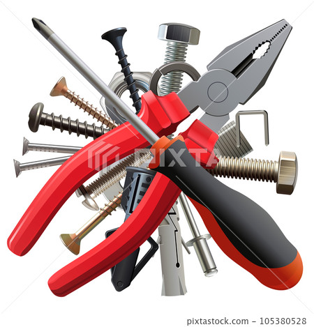 Vector Pliers and Screwdriver with Fasteners 105380528