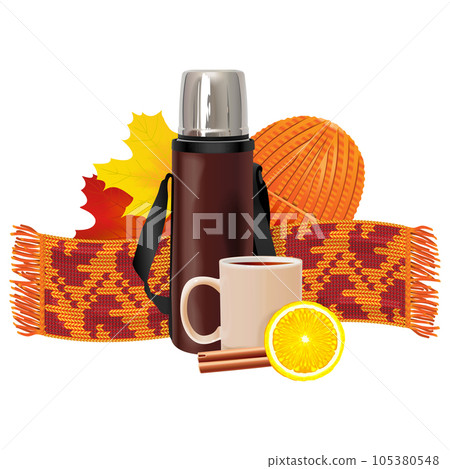 Vector Autumn Concept with Thermos 105380548