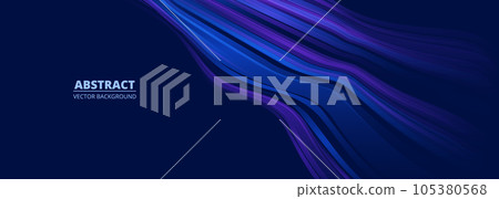 Abstract dark blue vector modern background with wavy lines 105380568
