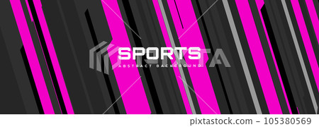 Sports banner modern design with diagonal pink and gray lines. Abstract wide vector girly sporty background 105380569