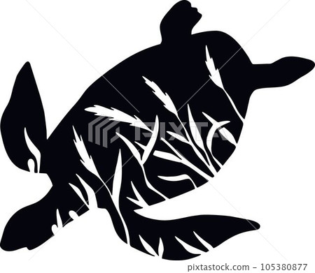 Water Turtle - Floral Animals Vector, Cut Stencil, Laser Cut Water Turtle - Floral Animals Vector, Cut Stencil, Laser Cut 105380877