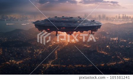 Invaders from space came over the big city 105381241