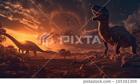 Dinosaurs became extinct after a giant meteorite (comet) hit Dinosaurs became extinct after a giant meteorite (comet) hit 105381309