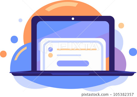Hand Drawn laptop with email in flat style Hand Drawn laptop with email in flat style 105382357