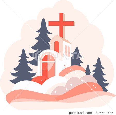 Hand Drawn christmas cross in flat style Hand Drawn christmas cross in flat style 105382376