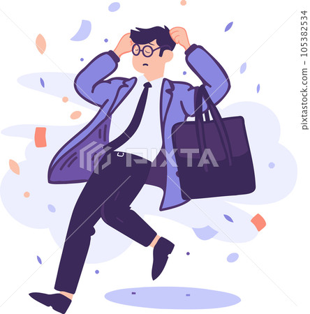 Hand Drawn office worker who is tired from work in flat style Hand Drawn office worker who is tired from work in flat style 105382534