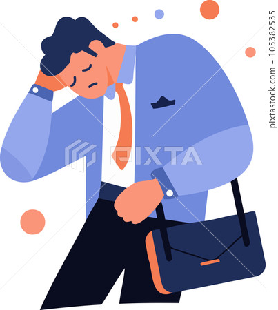 Hand Drawn office worker who is tired from work in flat style Hand Drawn office worker who is tired from work in flat style 105382535