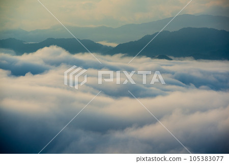 The dynamic sea of clouds is majestic and magnificent. Close up. 105383077