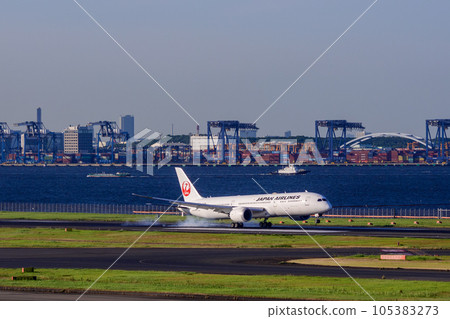 Passenger plane landing at Haneda Airport Passenger plane landing at Haneda Airport 105383273