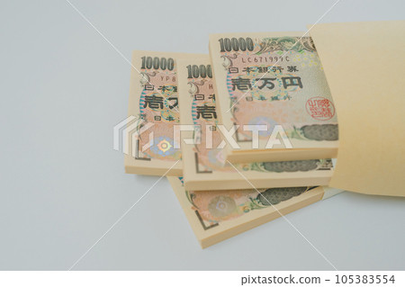 Bill of money in a salary bag Bill of money in a salary bag 105383554