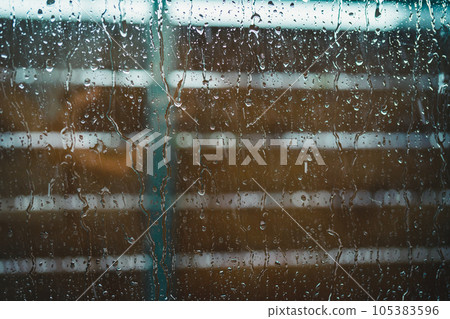 Window glass of a house wet from the rain Window glass of a house wet from the rain 105383596