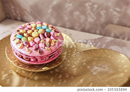 macaroons macaron pink barbie style illustration generative ai 105383894