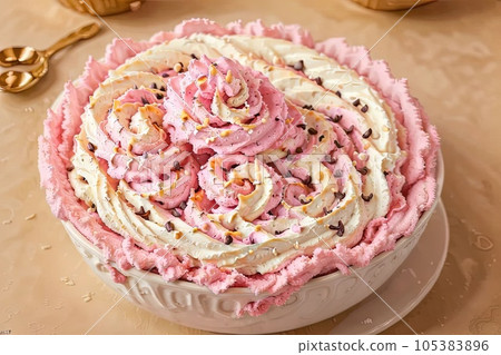 cream cupcakes pink barbie style illustration generative ai 105383896