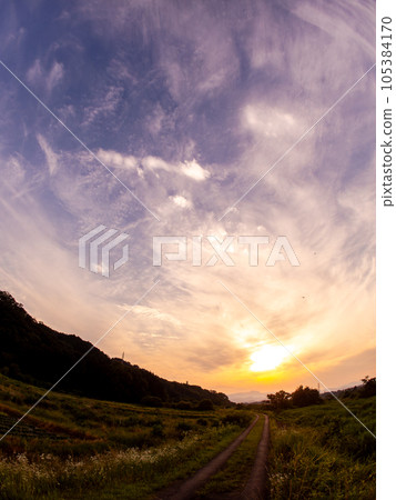 夏日旅遊歸來的路 夕陽照耀下筆直的路 夏日旅遊歸來的路 夕陽照耀下筆直的路 105384170