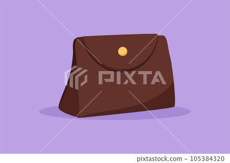 Cartoon flat style drawing woman handbags collection of fashionable items logotype symbol. Bags with zippers, pockets, handles and adjustable shoulder straps lace. Graphic design vector illustration Cartoon flat style drawing woman handbags collection of fashionable items logotype symbol. Bags with zippers, pockets, handles and adjustable shoulder straps lace. Graphic design vector illustration 105384320