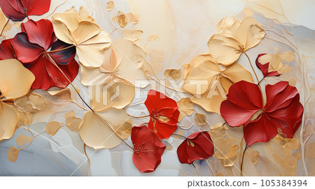 林帕風格的秋天植物的表現,與秋天的樹葉一起閃耀著金色的光芒 林帕風格的秋天植物的表現,與秋天的樹葉一起閃耀著金色的光芒 105384394