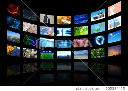 Unlimited viewing of program content, image of video distribution service Background image Black background 105384415