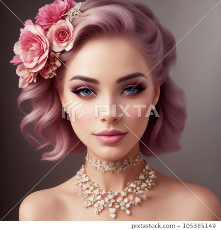 beautiful woman with flowers for advertising perfumes or cosmetics 105385149