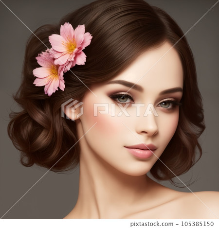 beautiful woman with flowers for advertising perfumes or cosmetics 105385150