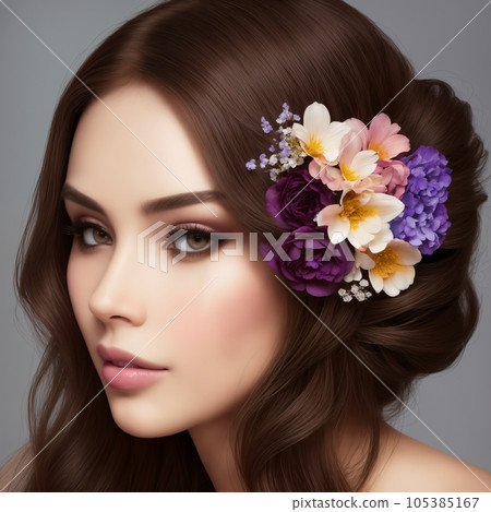 beautiful woman with flowers for advertising perfumes or cosmetics beautiful woman with flowers for advertising perfumes or cosmetics 105385167
