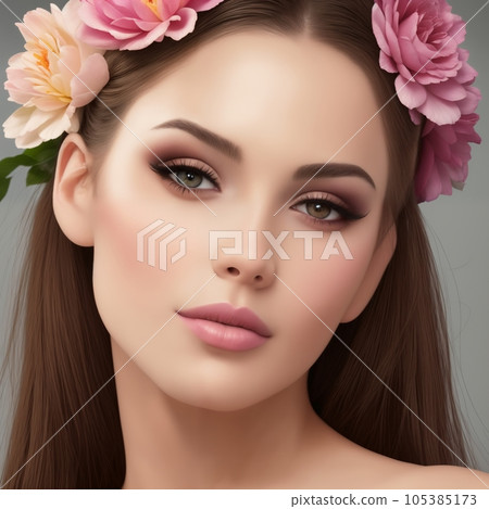 beautiful woman with flowers for advertising perfumes or cosmetics beautiful woman with flowers for advertising perfumes or cosmetics 105385173