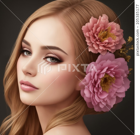 beautiful woman with flowers for advertising perfumes or cosmetics beautiful woman with flowers for advertising perfumes or cosmetics 105385177