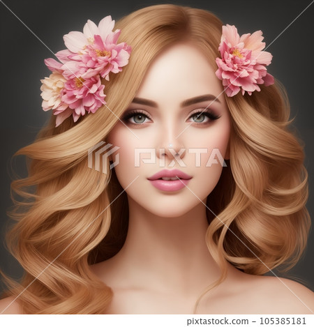 beautiful woman with flowers for advertising perfumes or cosmetics 105385181
