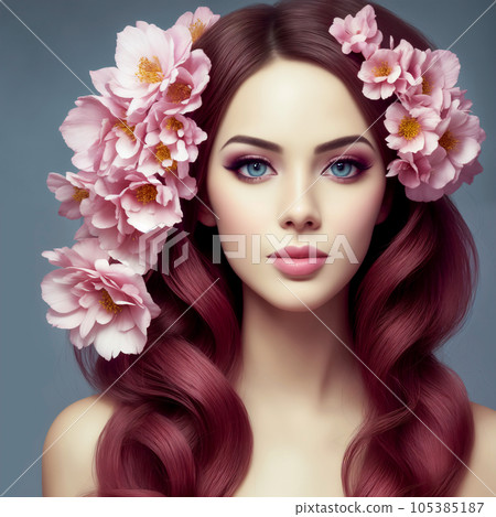 beautiful woman with flowers for advertising perfumes or cosmetics beautiful woman with flowers for advertising perfumes or cosmetics 105385187