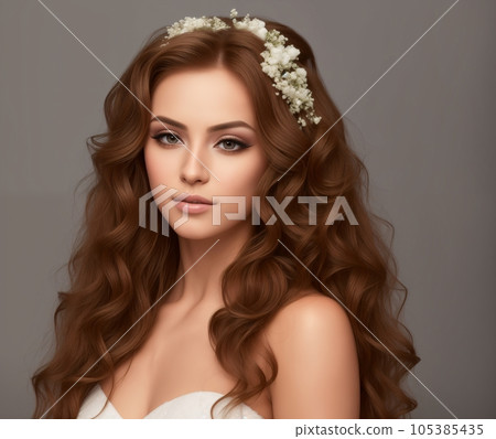beautiful woman bride model hairstyle 105385435