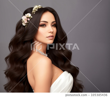 beautiful woman bride model hairstyle 105385436