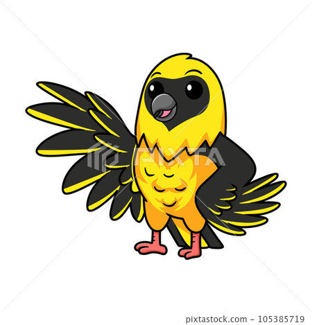 Cute weaver bird cartoon waving hand Cute weaver bird cartoon waving hand 105385719