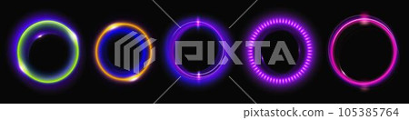 Set of round neon light flares 105385764