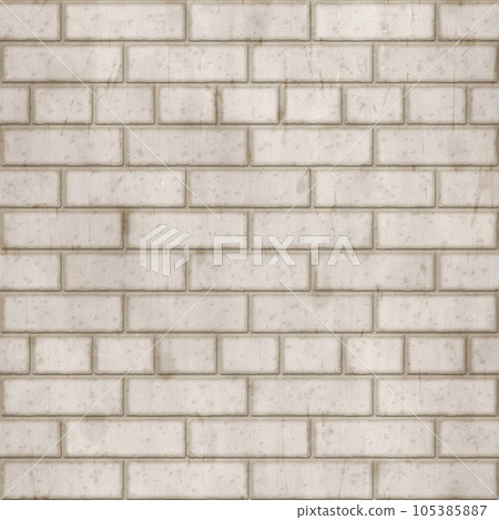 White brick seamless texture. White-grey aged brickwork background. 3d rendering digital illustration. 105385887