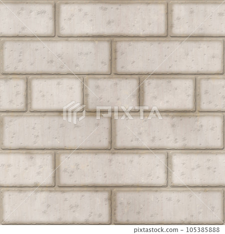 White brick seamless texture. White-grey aged brickwork background. 3d rendering digital illustration. 105385888