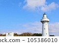 lighthouse and blue sky with white clouds 105386010