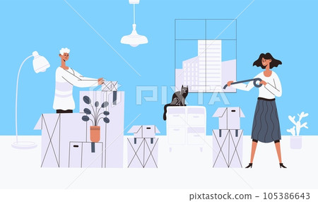 Moving out people. people relocation in new place 105386643