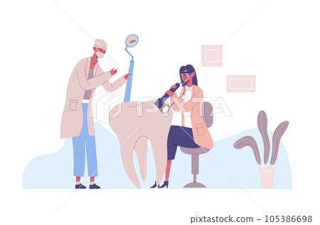 Dental clinic treatment, doctor cure patient at clinic 105386698