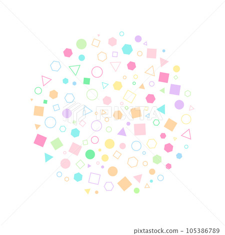 A background with colorful geometric shapes of various sizes. 105386789